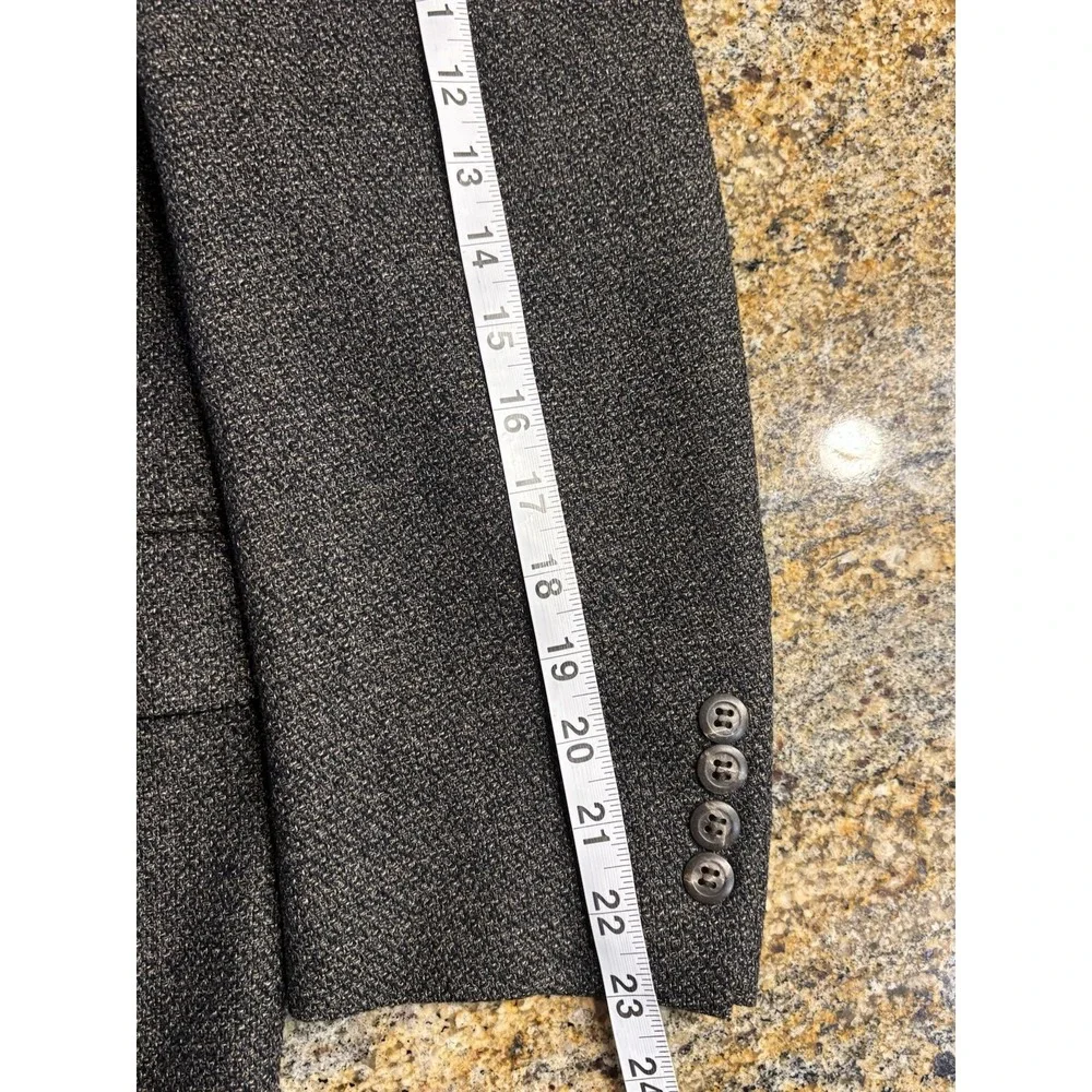 Pronto Uomo Mens Sport Coat 42R Brown Grey Tweed Blazer Italy 2 Button Wool Silk